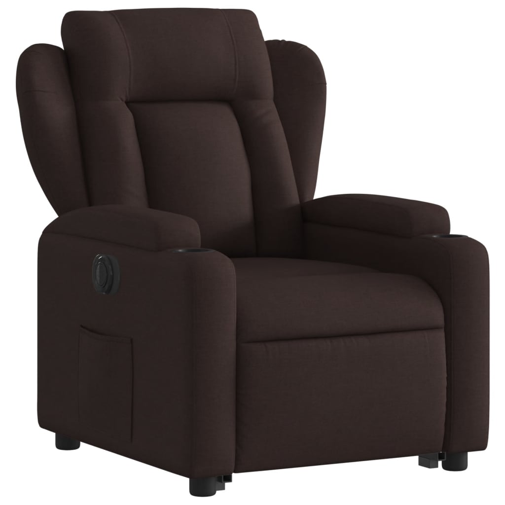Fauteuil inclinable électrique marron foncé tissu - XIOS