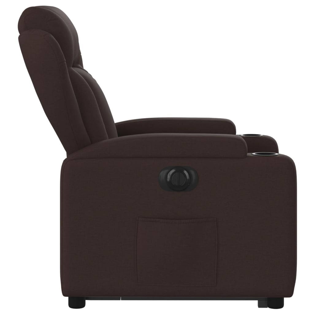 Fauteuil inclinable électrique marron foncé tissu - XIOS