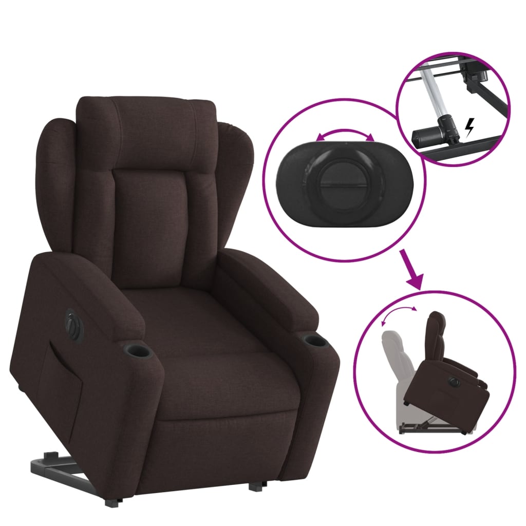 Fauteuil inclinable électrique marron foncé tissu - XIOS