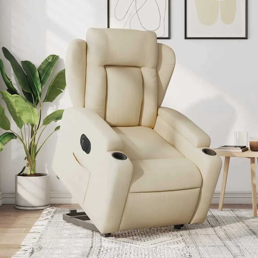 Fauteuil inclinable électrique crème tissu - XIOS