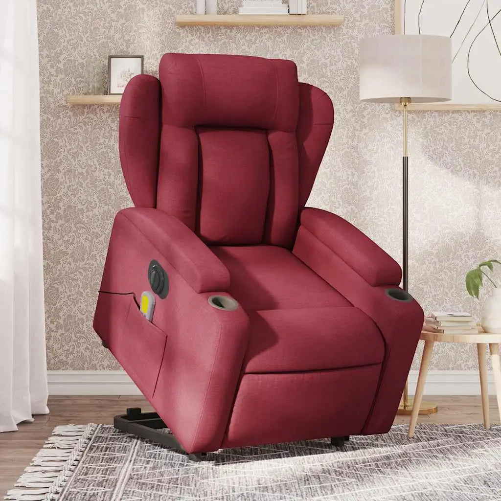 Fauteuil inclinable de massage électrique Rouge bordeaux Tissu - XIOS