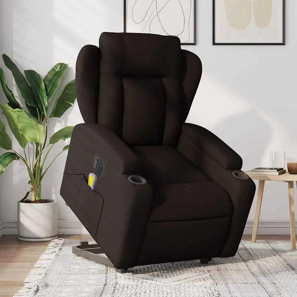 Fauteuil inclinable de massage électrique Marron foncé Tissu - XIOS