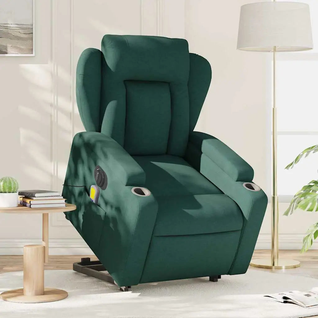 Fauteuil inclinable de massage électrique Vert foncé Tissu - XIOS