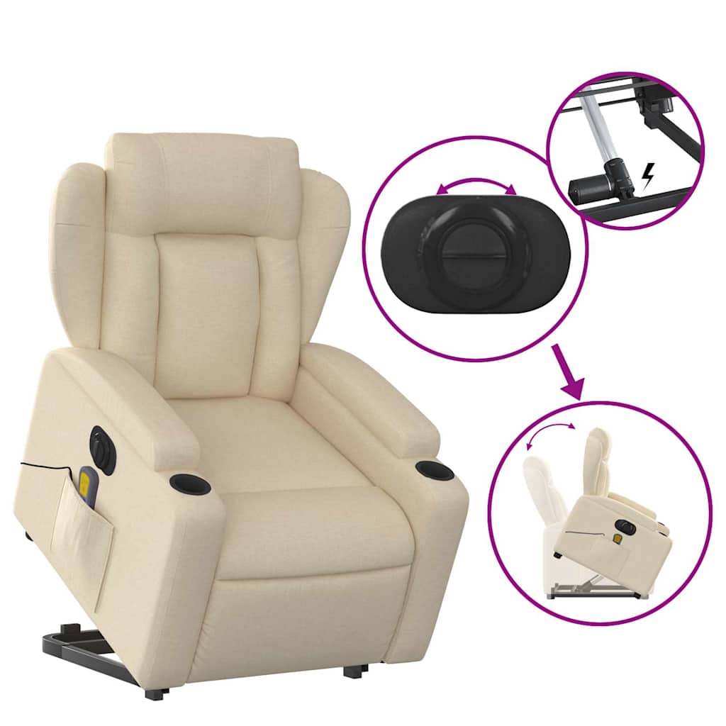 Fauteuil inclinable de massage électrique Crème Tissu - XIOS