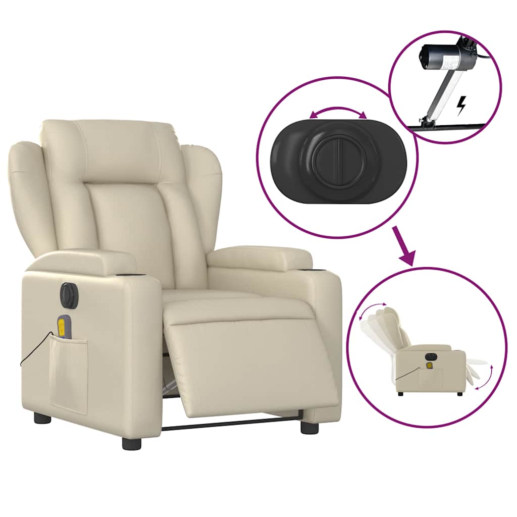Fauteuil de massage inclinable électrique crème similicuir - XIOS