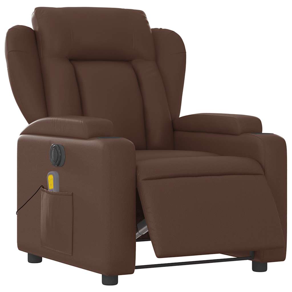 Fauteuil de massage inclinable électrique marron similicuir - XIOS
