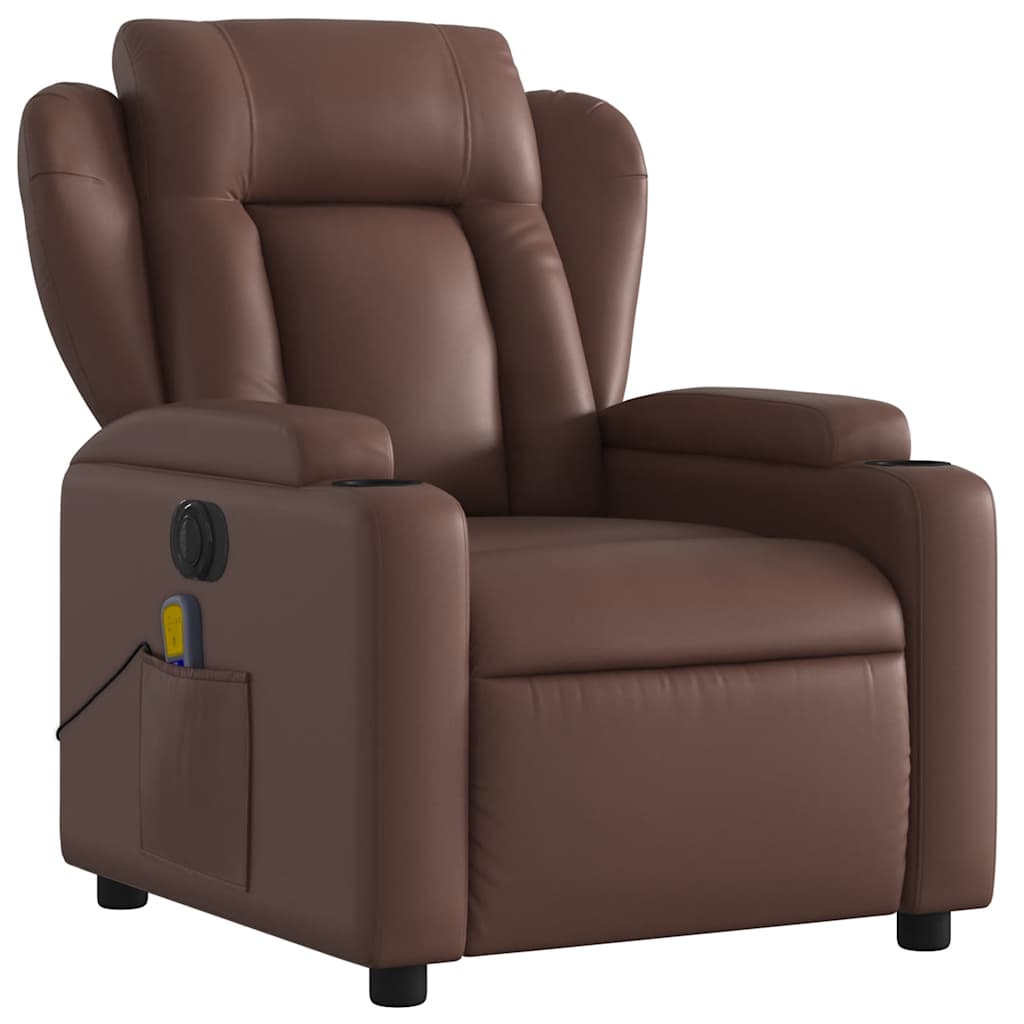 Fauteuil de massage inclinable électrique marron similicuir - XIOS