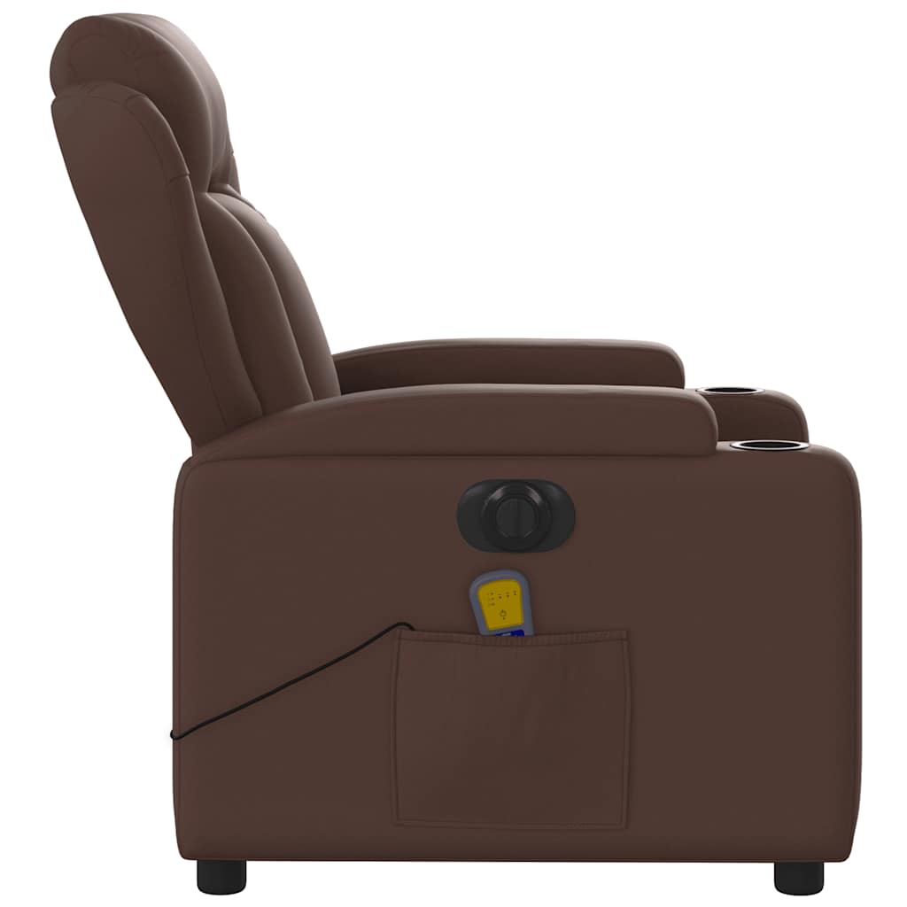 Fauteuil de massage inclinable électrique marron similicuir - XIOS