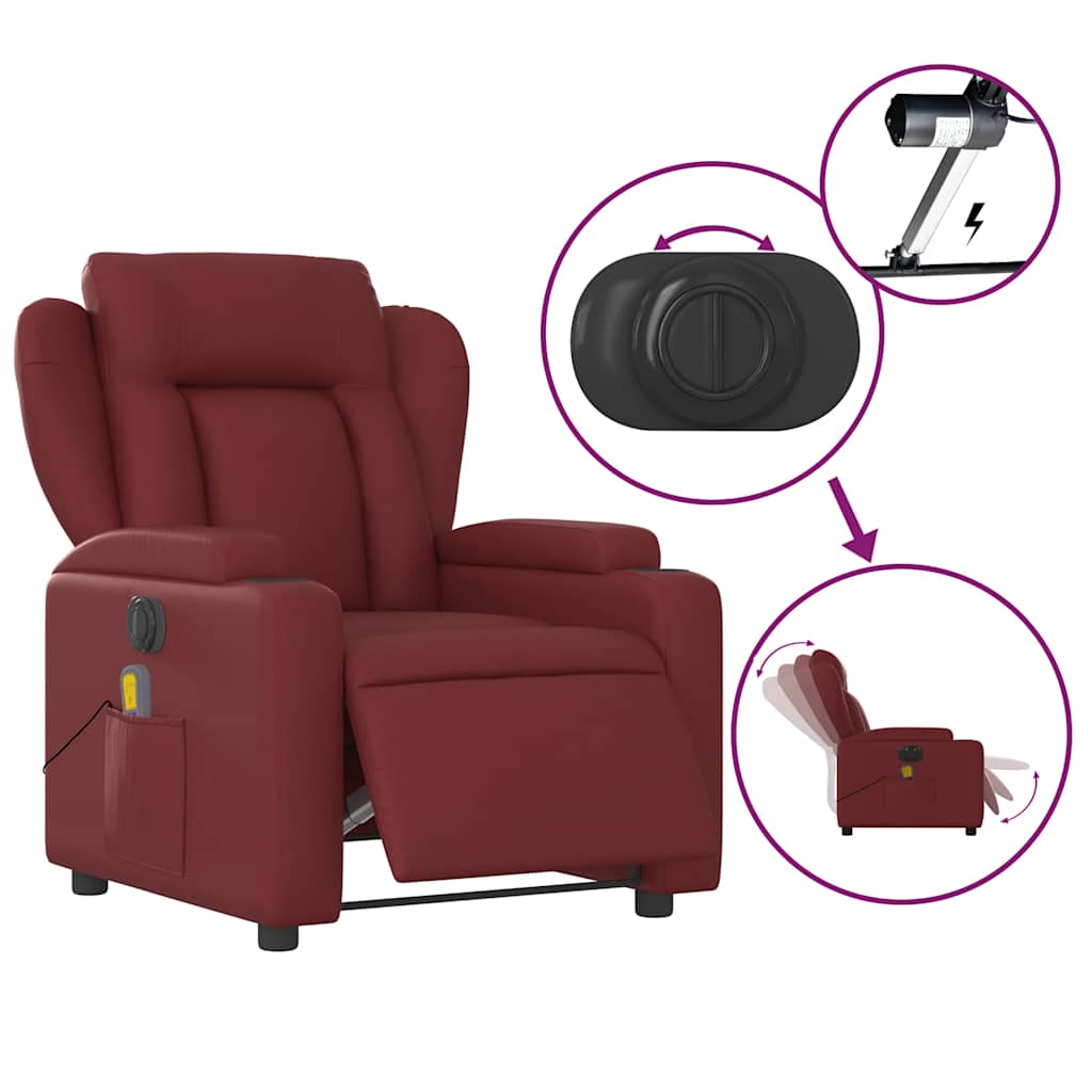 Fauteuil de massage inclinable électrique rouge bordeaux - XIOS