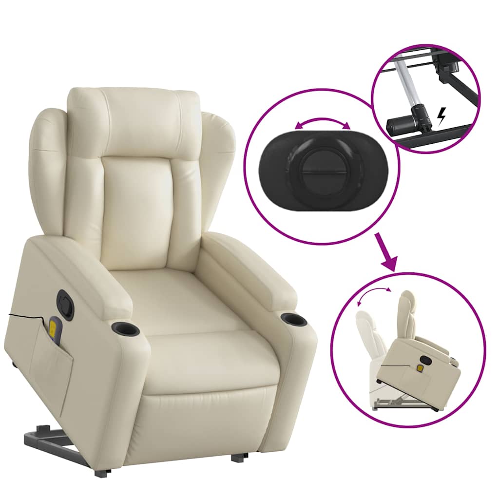 Fauteuil inclinable de massage Crème Similicuir - XIOS