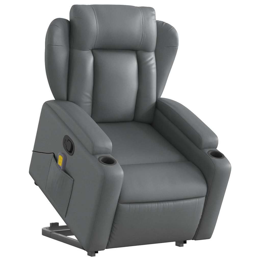 Fauteuil inclinable de massage Gris Similicuir Fauteuils vidaXL