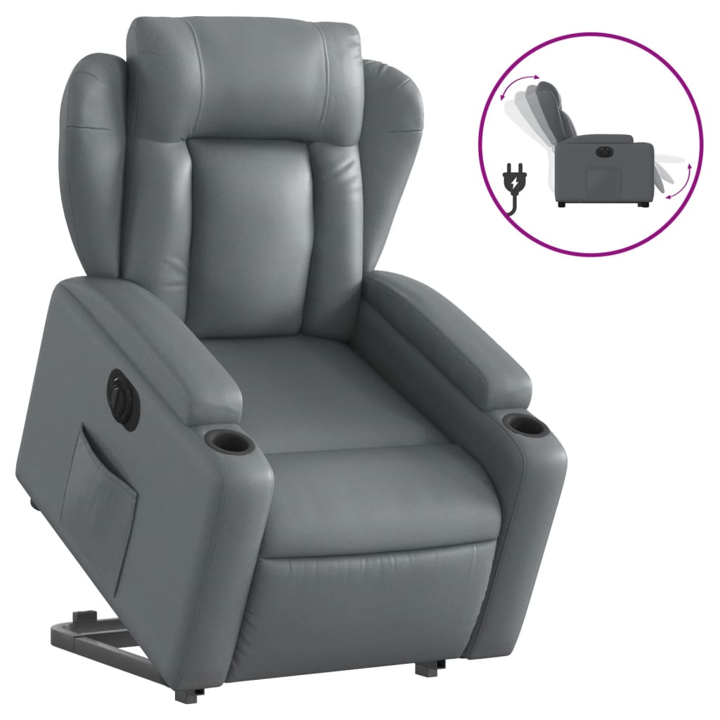 Fauteuil inclinable électrique gris similicuir - XIOS