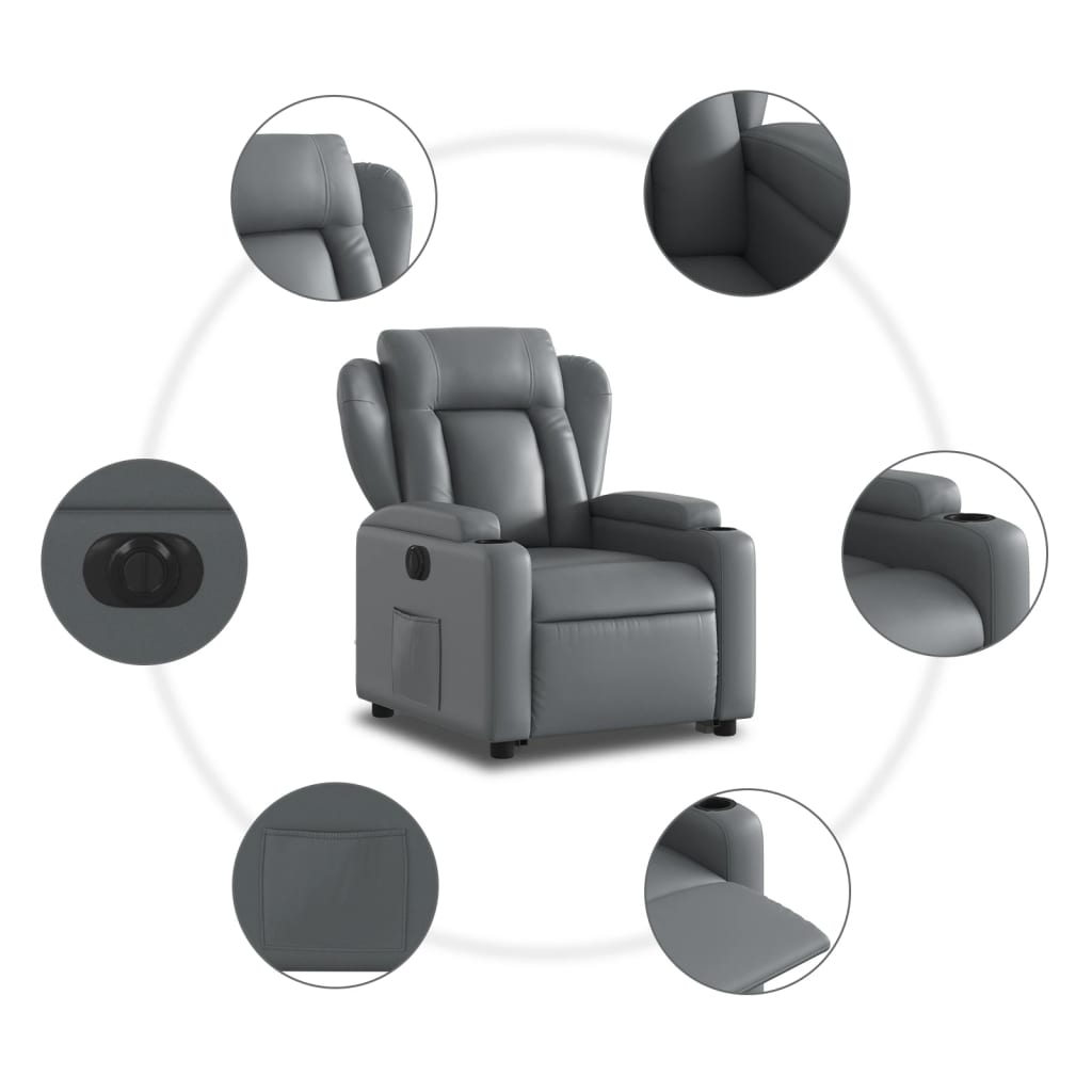 Fauteuil inclinable électrique gris similicuir - XIOS