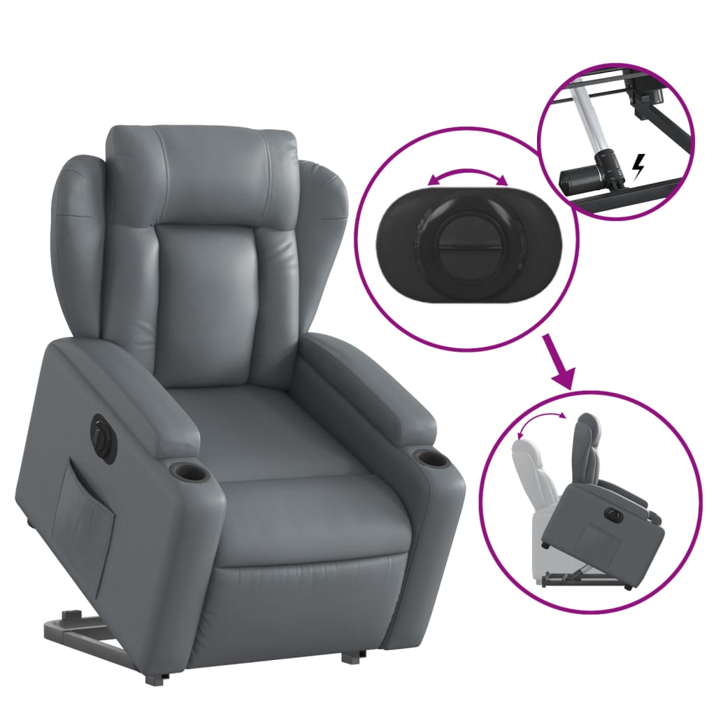 Fauteuil inclinable électrique gris similicuir - XIOS