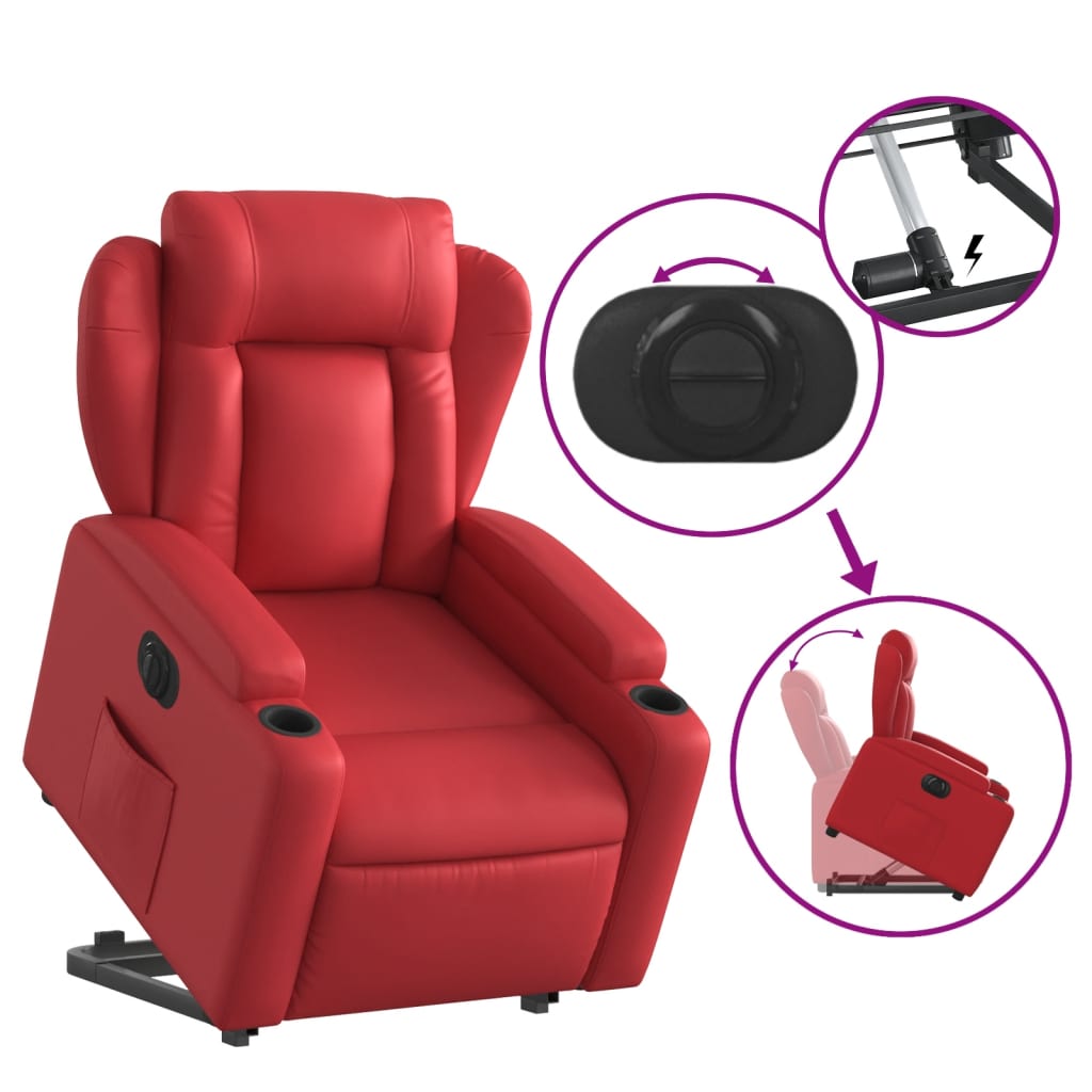 Fauteuil inclinable électrique rouge similicuir - XIOS