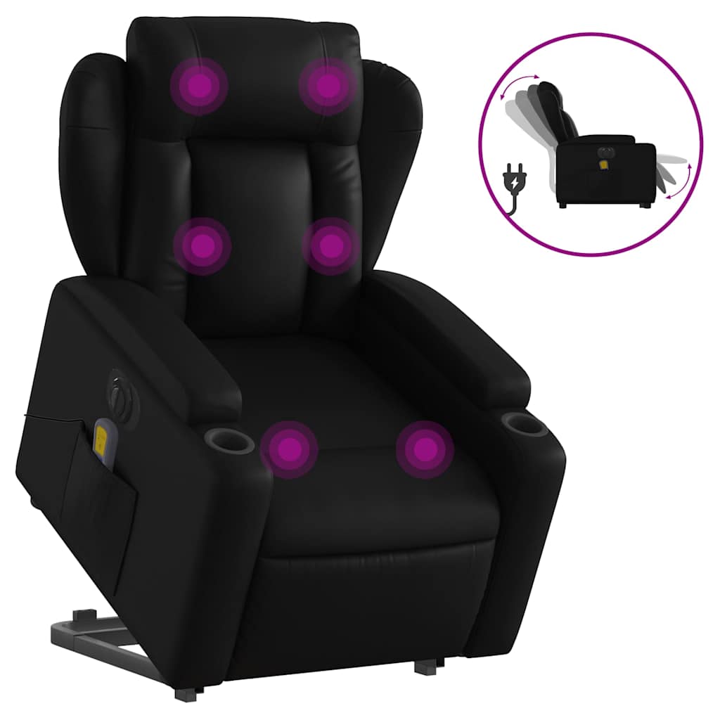 Fauteuil inclinable de massage électrique noir similicuir - XIOS