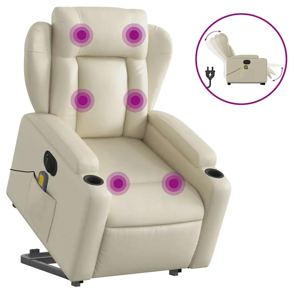 Fauteuil inclinable de massage électrique crème similicuir - XIOS