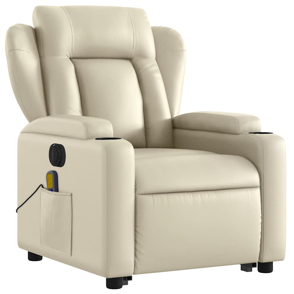 Fauteuil inclinable de massage électrique crème similicuir Fauteuils vidaXL