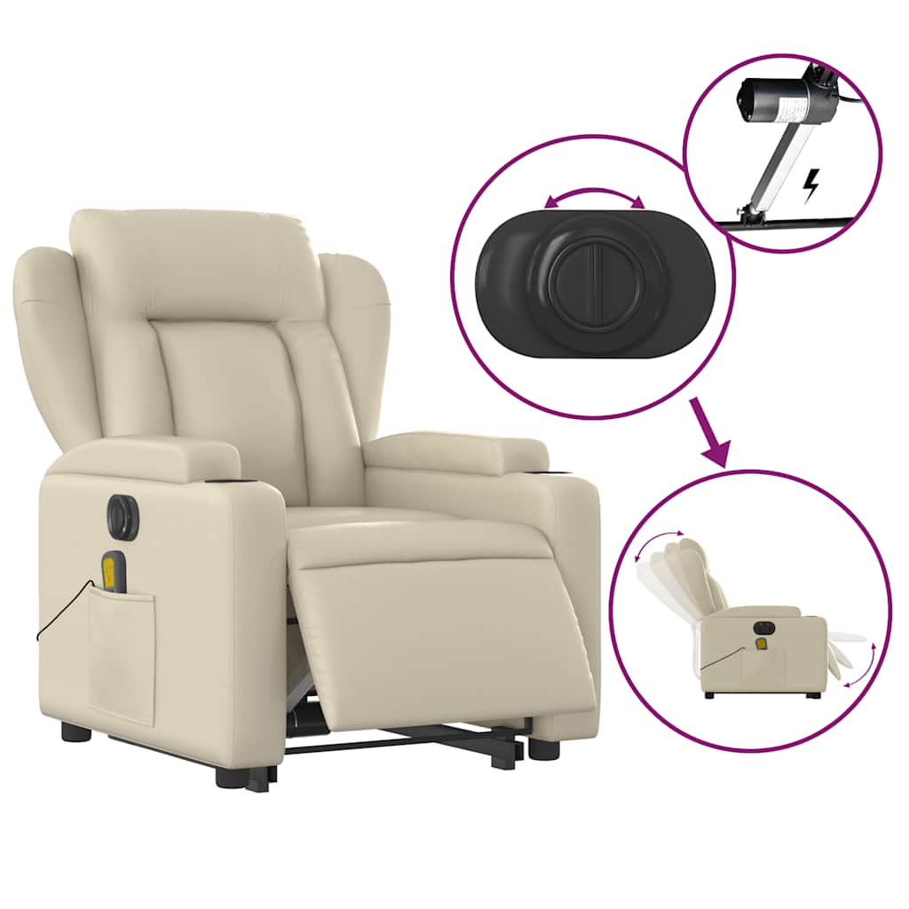 Fauteuil inclinable de massage électrique crème similicuir Fauteuils vidaXL
