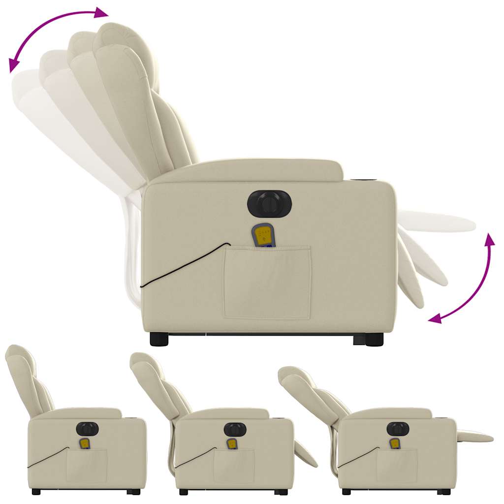 Fauteuil inclinable de massage électrique crème similicuir Fauteuils vidaXL