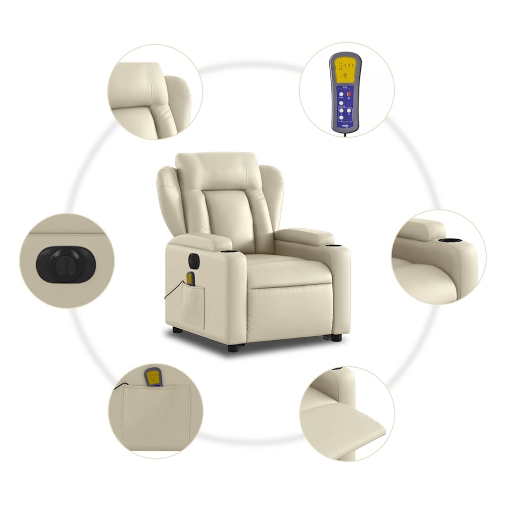 Fauteuil inclinable de massage électrique crème similicuir Fauteuils vidaXL