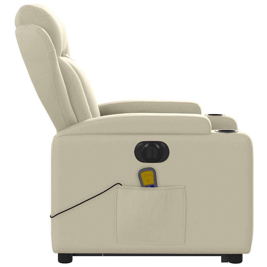 Fauteuil inclinable de massage électrique crème similicuir Fauteuils vidaXL