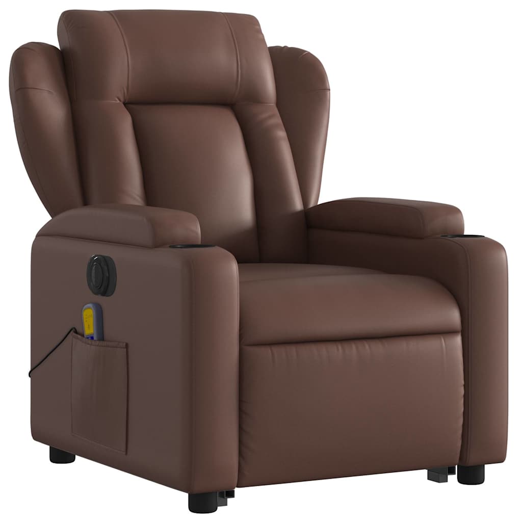 Fauteuil inclinable de massage électrique marron similicuir - XIOS