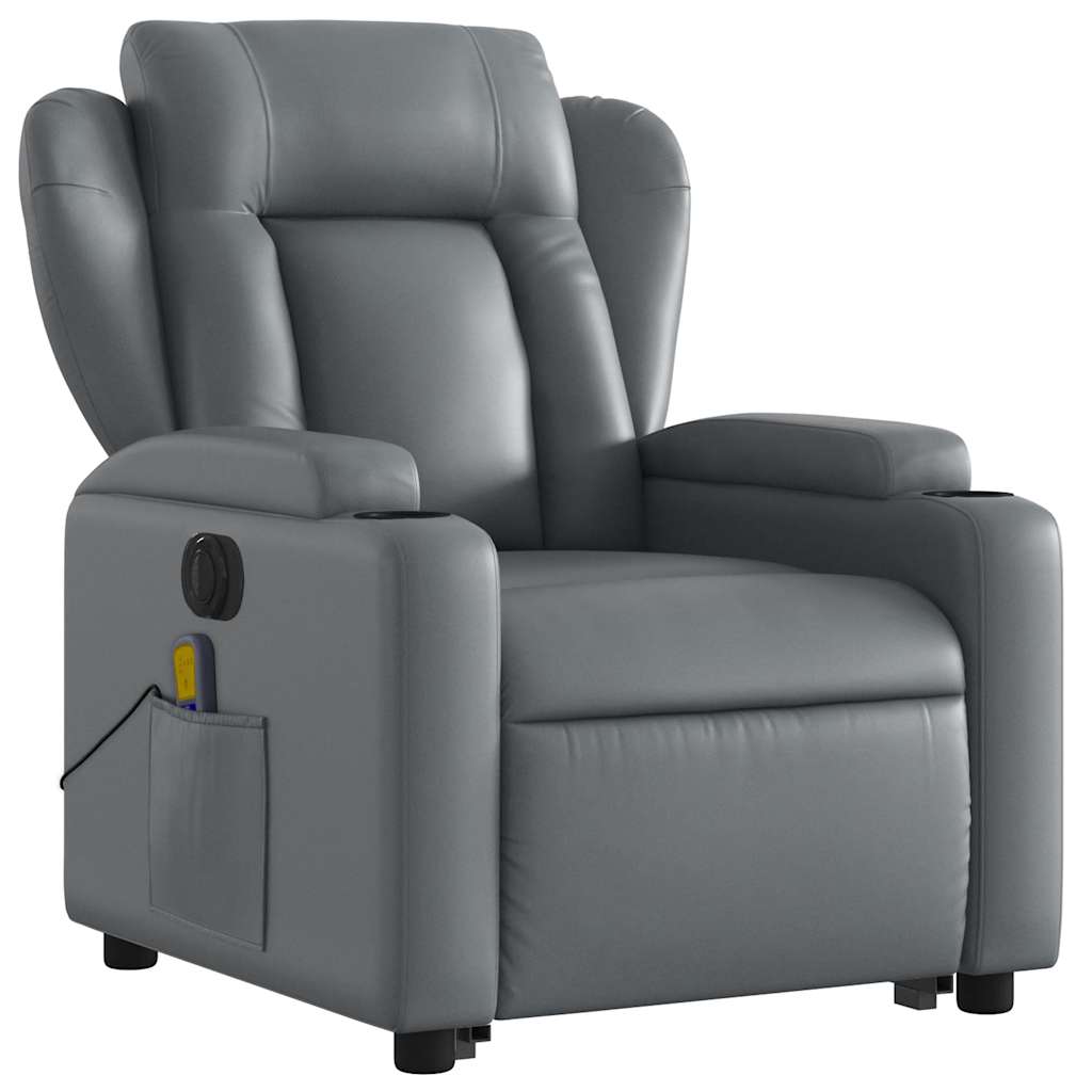 Fauteuil inclinable de massage électrique gris similicuir - XIOS