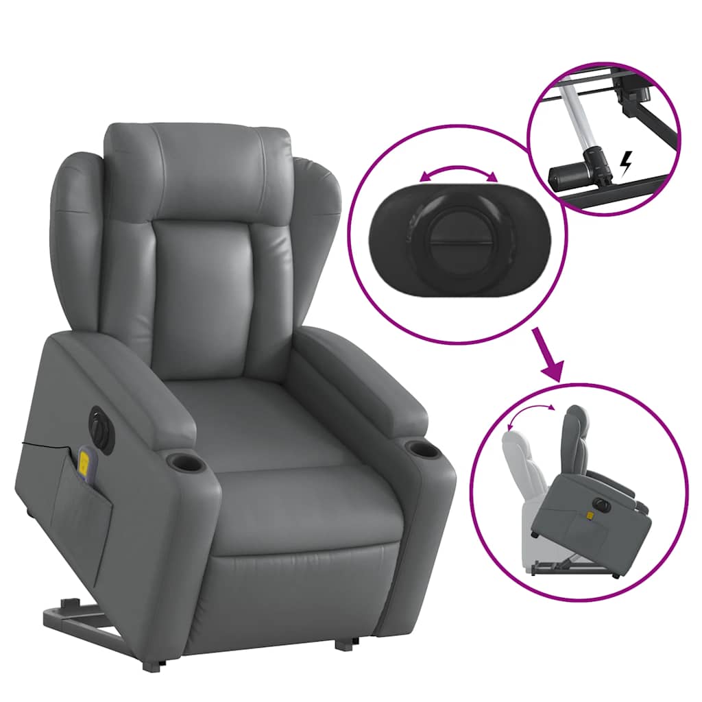 Fauteuil inclinable de massage électrique gris similicuir - XIOS