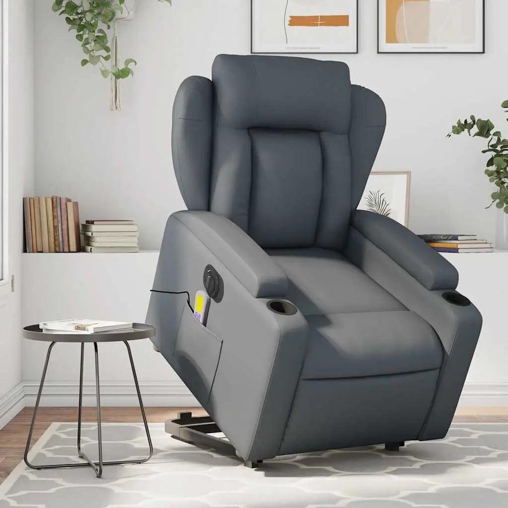 Fauteuil inclinable de massage électrique gris similicuir - XIOS