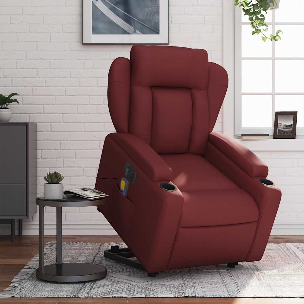Fauteuil inclinable de massage électrique rouge bordeaux