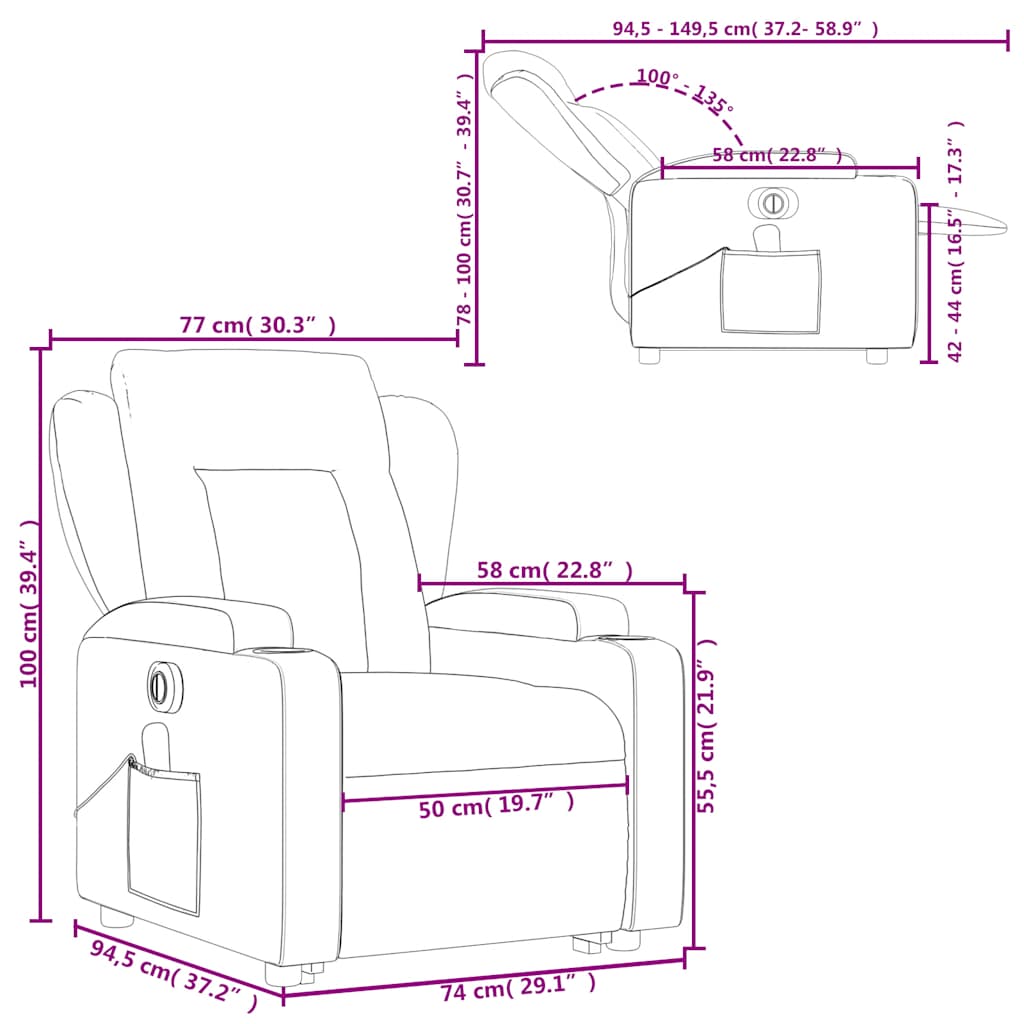 Fauteuil inclinable de massage électrique rouge bordeaux