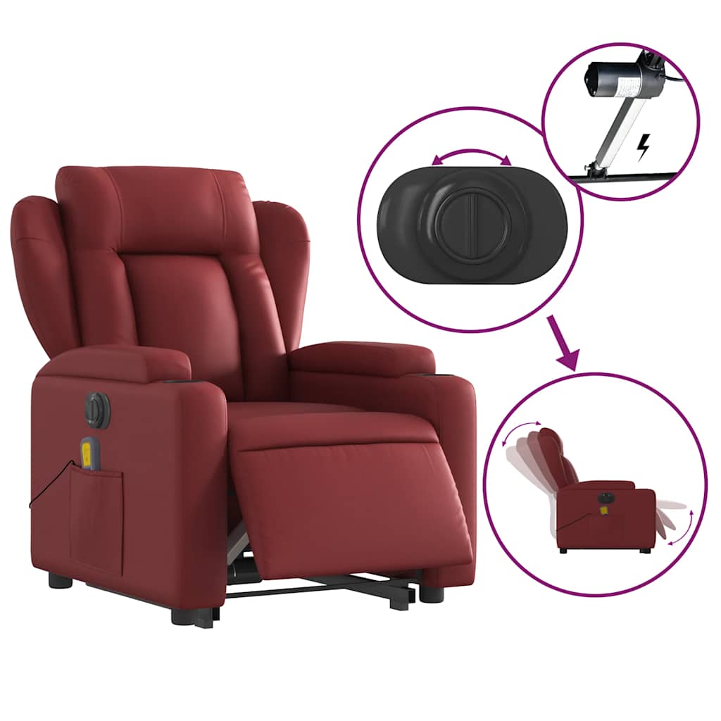 Fauteuil inclinable de massage électrique rouge bordeaux Fauteuils vidaXL
