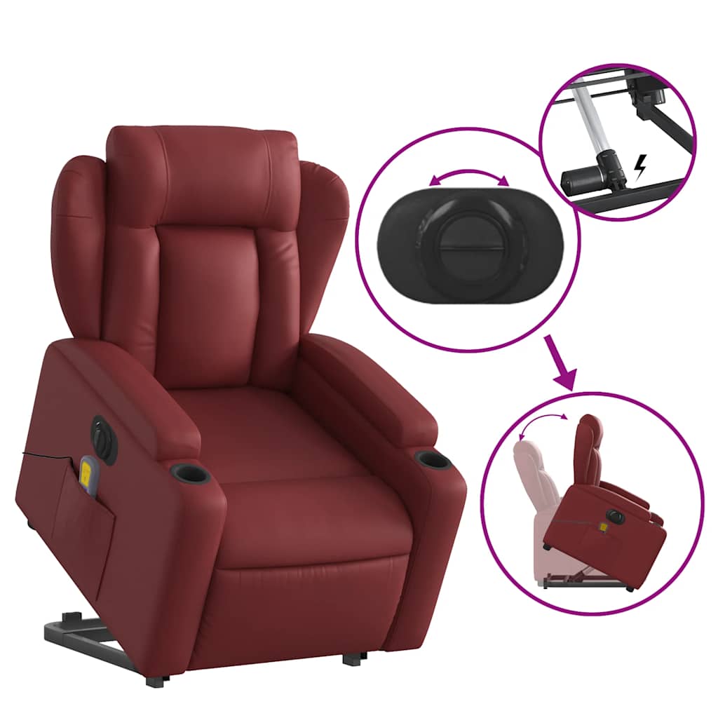 Fauteuil inclinable de massage électrique rouge bordeaux Fauteuils vidaXL