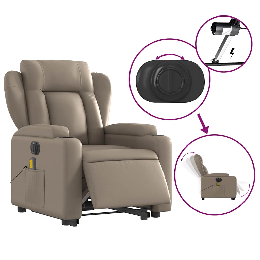 Fauteuil inclinable de massage électrique cappuccino similicuir - XIOS