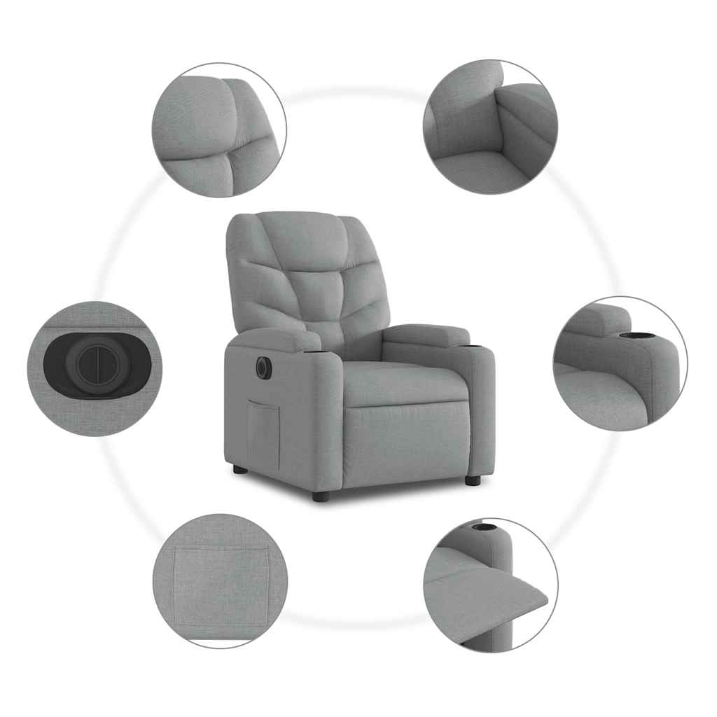 Fauteuil inclinable électrique Gris clair Tissu - XIOS
