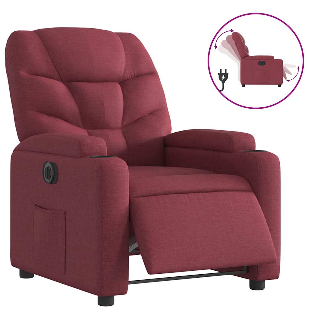 Fauteuil inclinable électrique Rouge bordeaux Tissu - XIOS