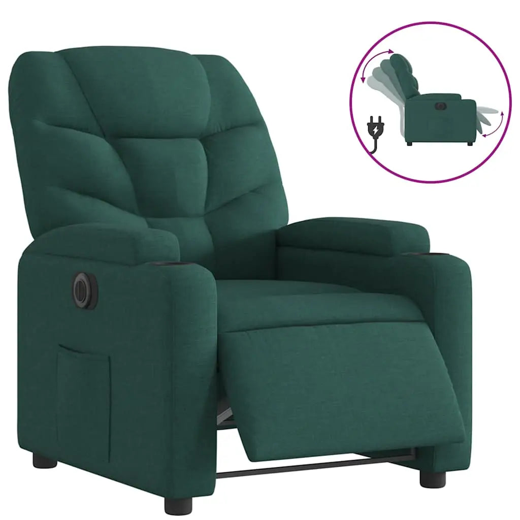 Fauteuil inclinable électrique Vert foncé Tissu - XIOS