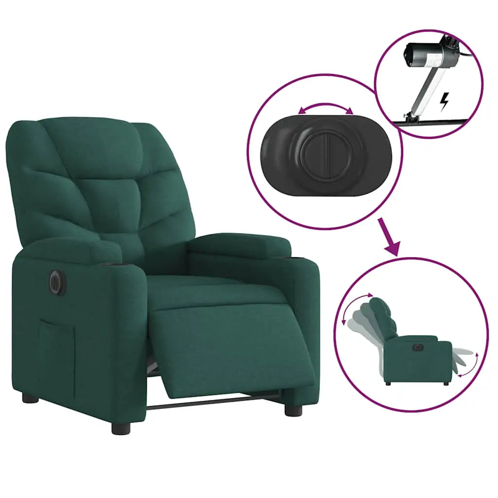 Fauteuil inclinable électrique Vert foncé Tissu - XIOS