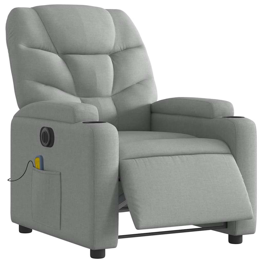 Fauteuil de massage inclinable électrique gris clair tissu - XIOS