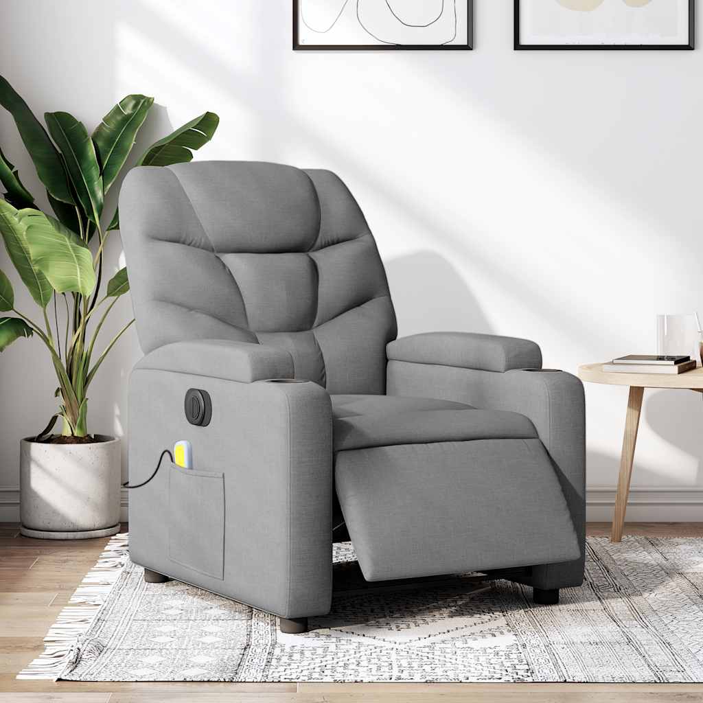 Fauteuil de massage inclinable électrique gris clair tissu - XIOS