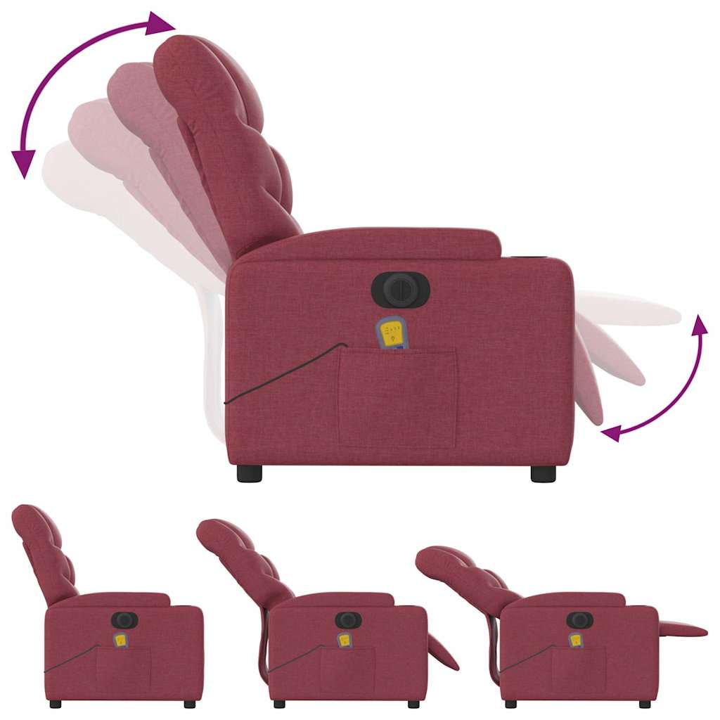 Fauteuil de massage inclinable électrique Rouge bordeaux Tissu - XIOS