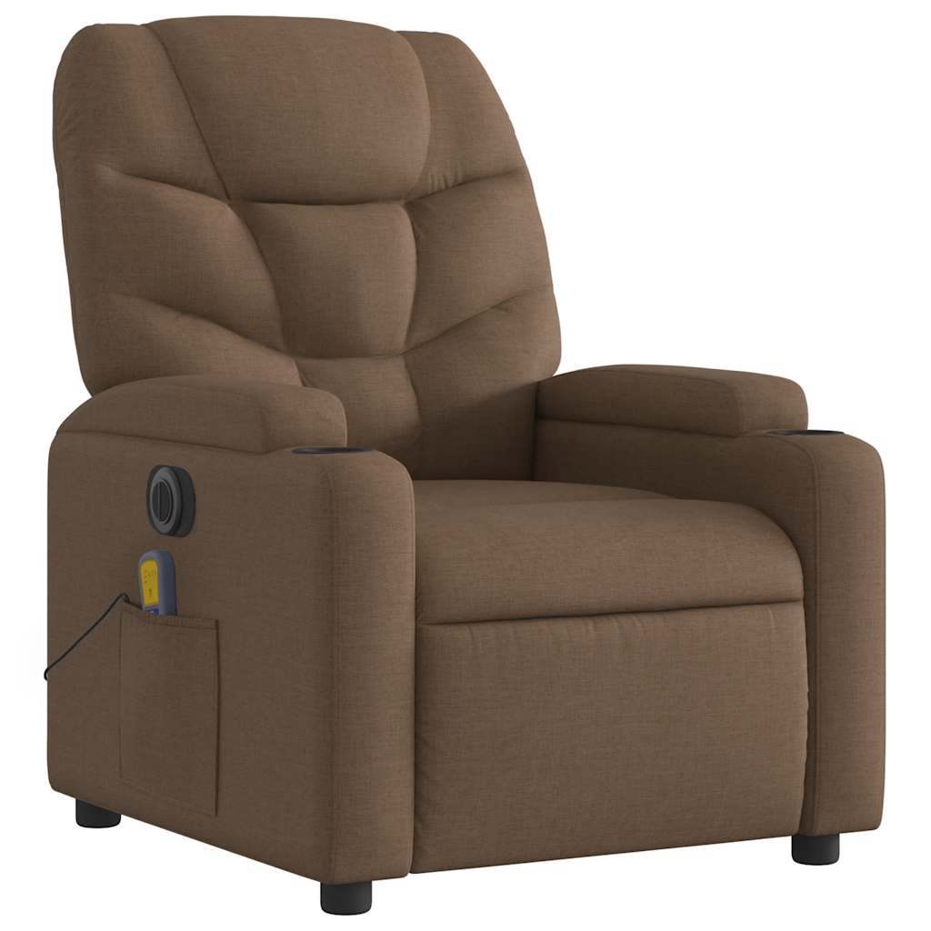 Fauteuil inclinable de massage électrique marron tissu - XIOS