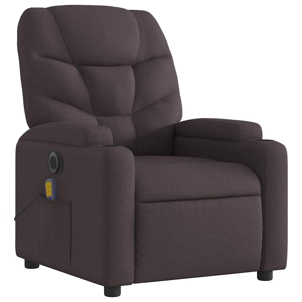 Fauteuil de massage inclinable électrique Marron foncé Tissu - XIOS