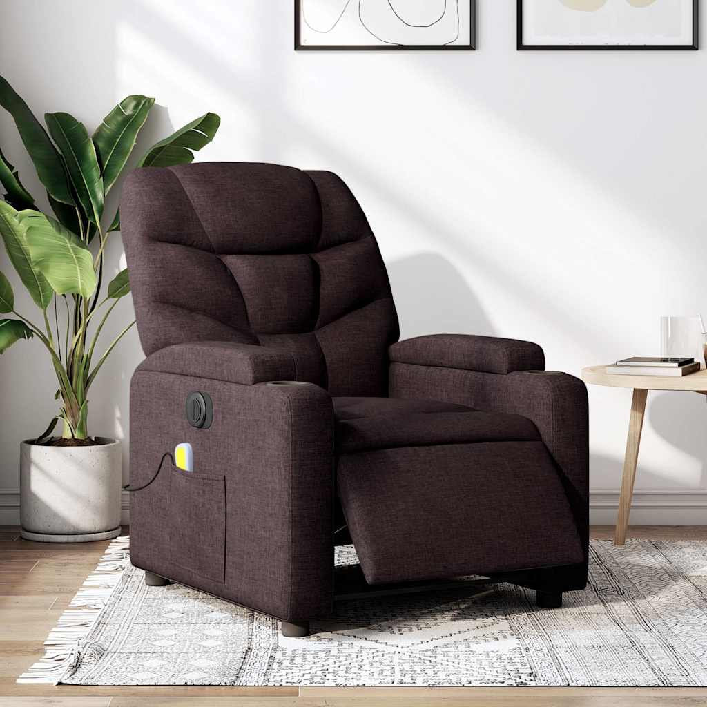Fauteuil de massage inclinable électrique Marron foncé Tissu - XIOS
