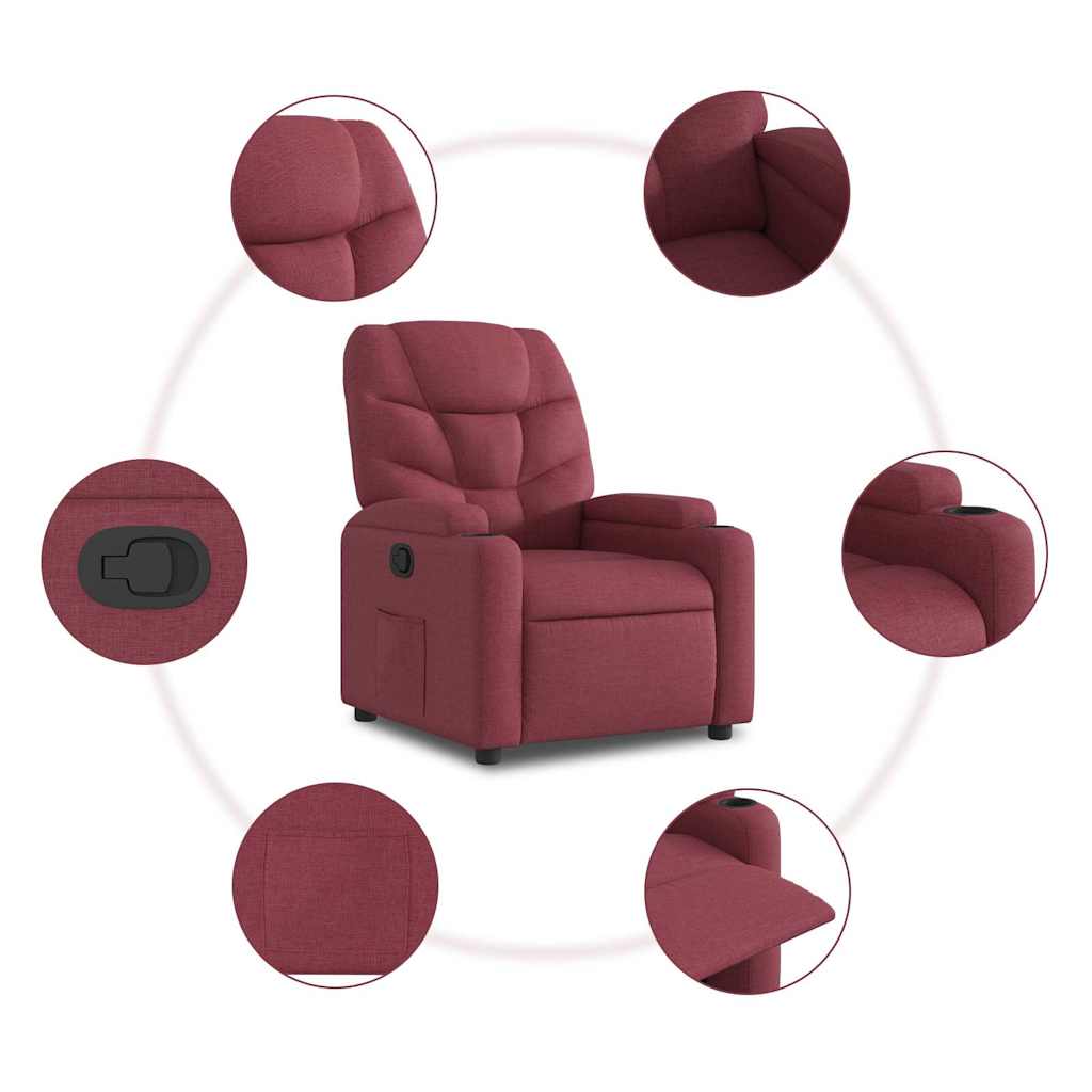 Fauteuil inclinable rouge bordeaux tissu - XIOS