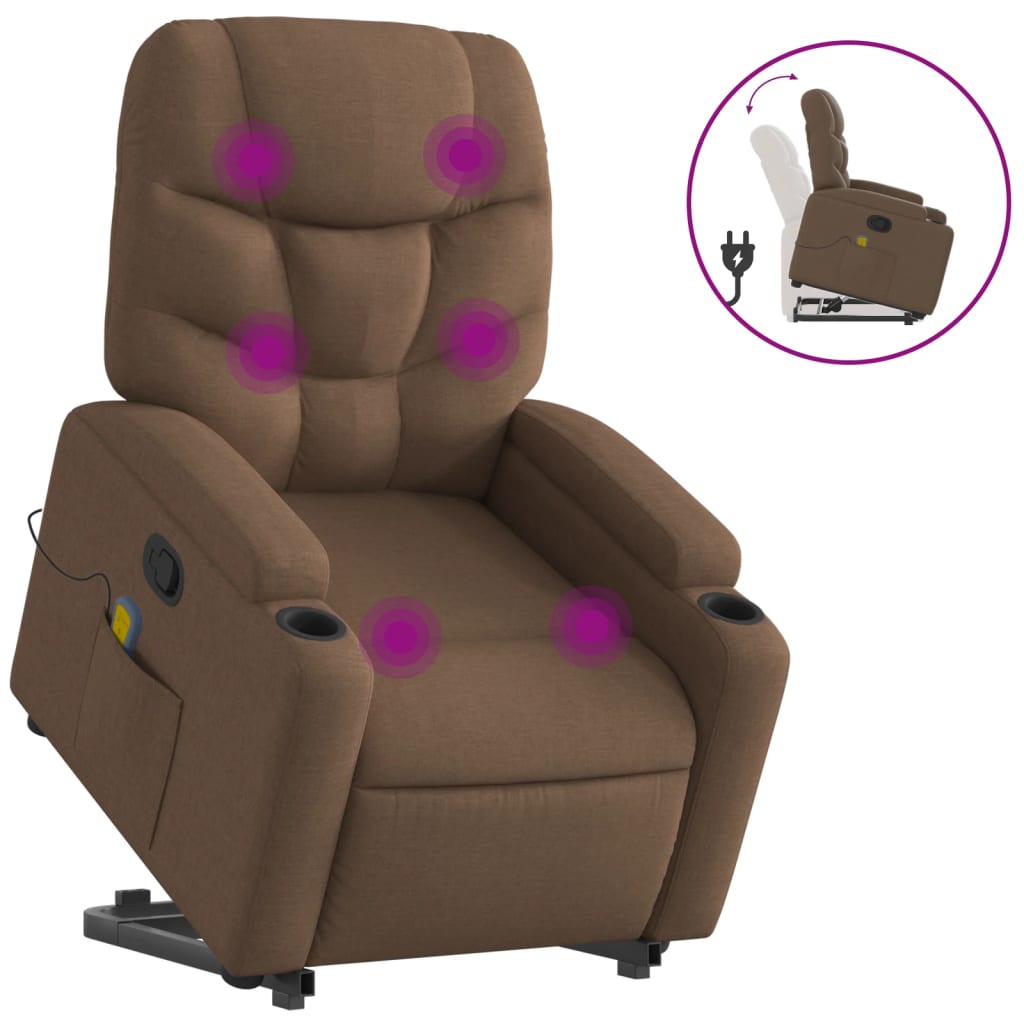 Fauteuil de massage inclinable Marron Tissu Fauteuils vidaXL