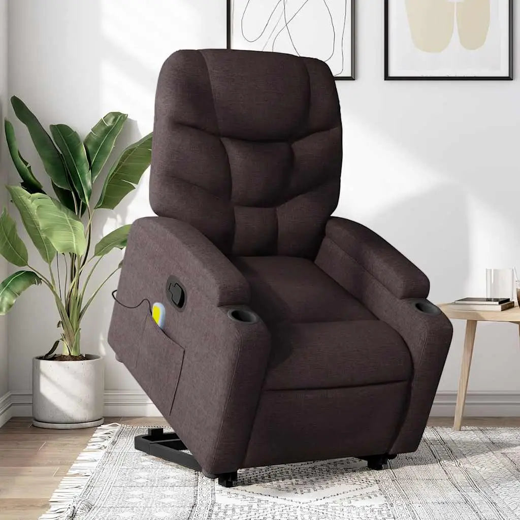Fauteuil inclinable de massage Marron foncé Tissu - XIOS