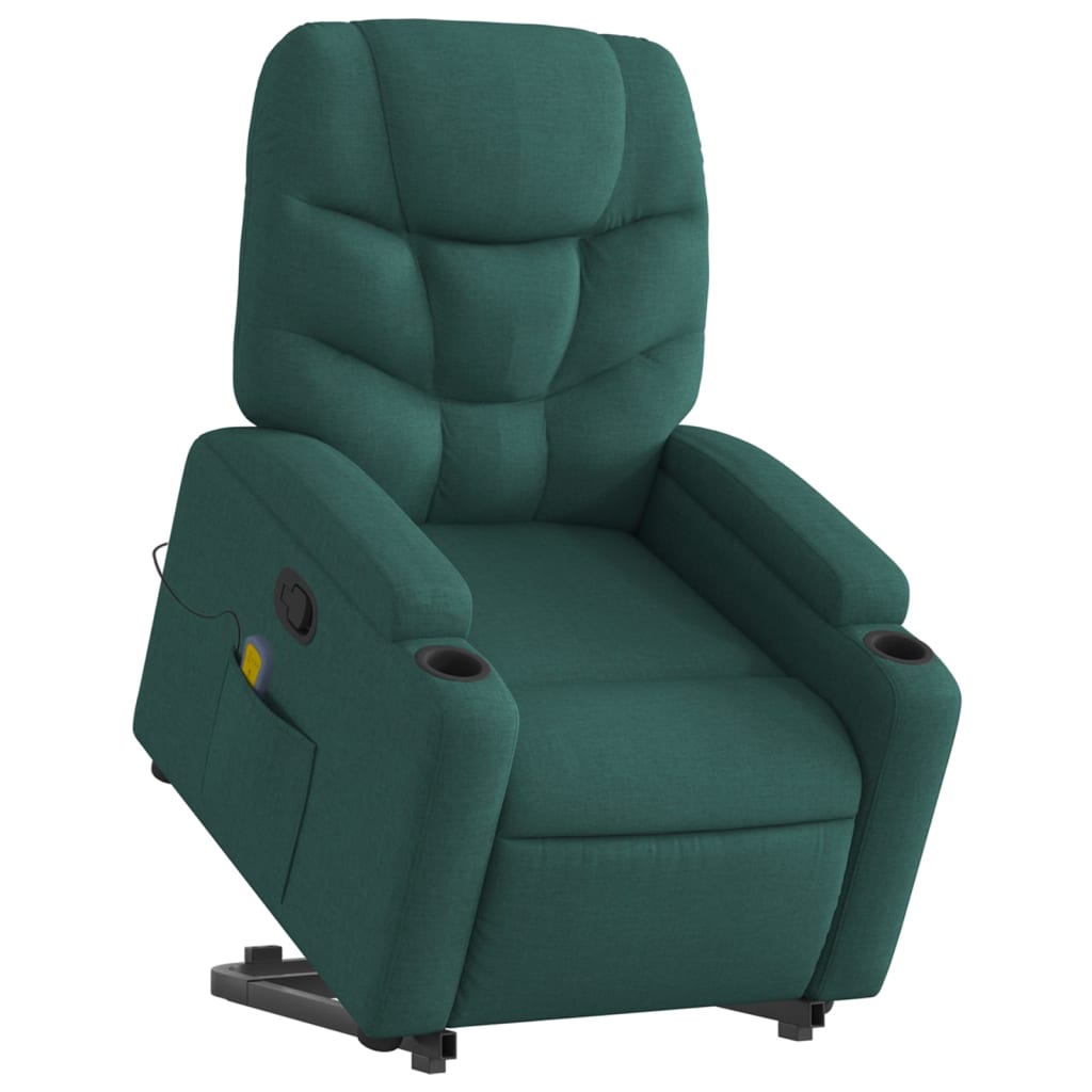 Fauteuil inclinable de massage Vert foncé Tissu Fauteuils vidaXL