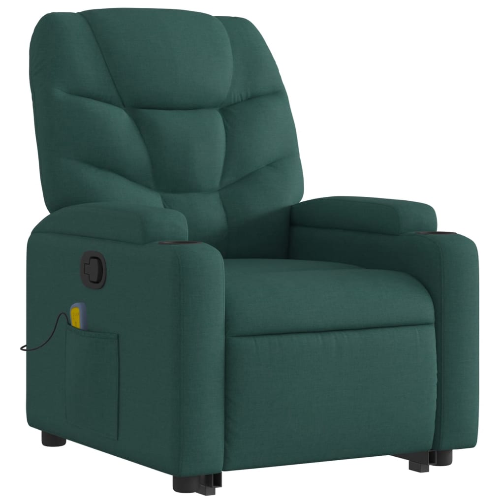 Fauteuil inclinable de massage Vert foncé Tissu Fauteuils vidaXL